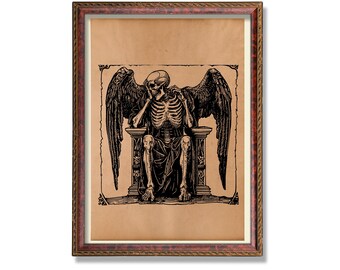 Memento Mori Occult Print – Gothic Skull Art, Death Reaper Poster, Dark Academia Wall Decor, Macabre Witchy Alchemy Print