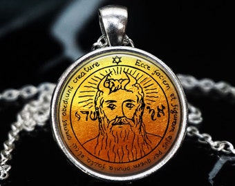 grimoire magic necklace The first pentacle of the Sun. Occult jewelry 