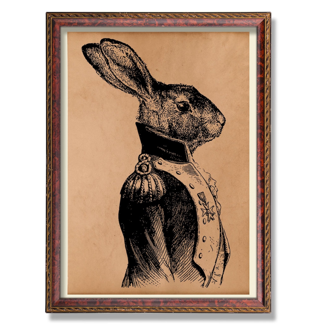 General Rabbit Poster | Vintage Bunny Wall Art | Rustic Rabbit ...