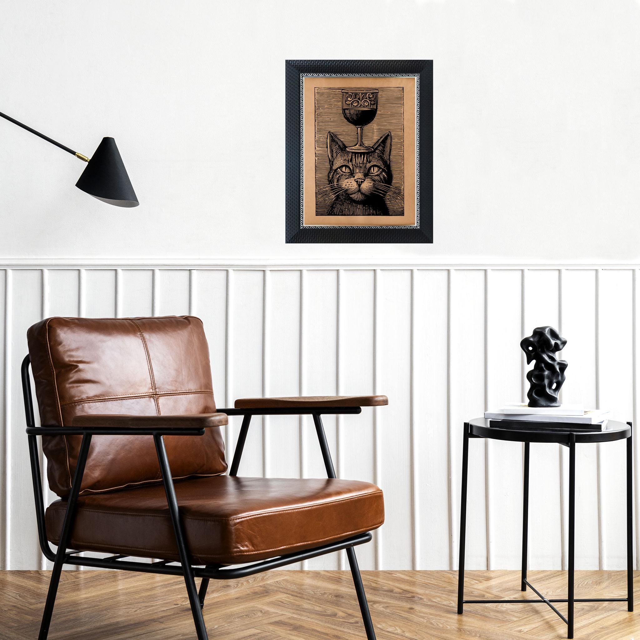 Vintage Cat With Wine Glass Poster – Rustic Feline Wall Decor ...