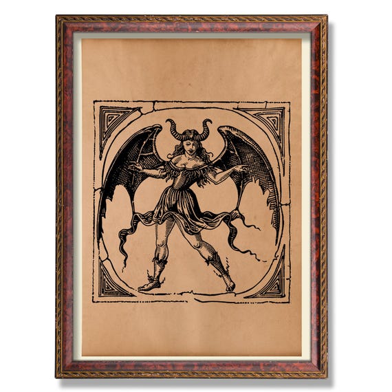 Lilith Print – Occult Wall Art of the First Demoness, Vintage Mythological Goddess Poster, Esoteric Pagan Decor