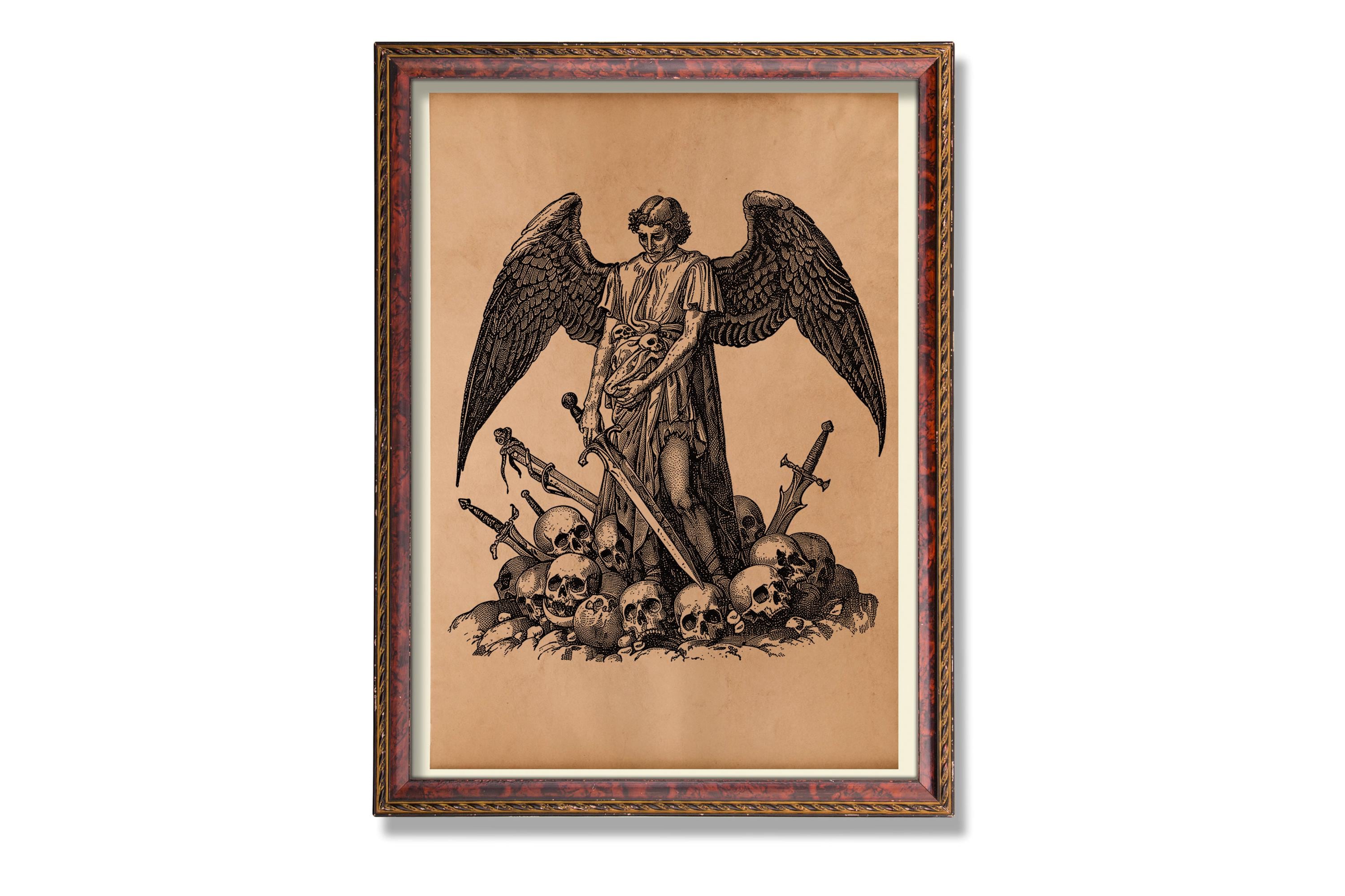 Lucifer Print – Medieval Demon Illustration, Occult Gothic Art, Dark Fantasy Decor