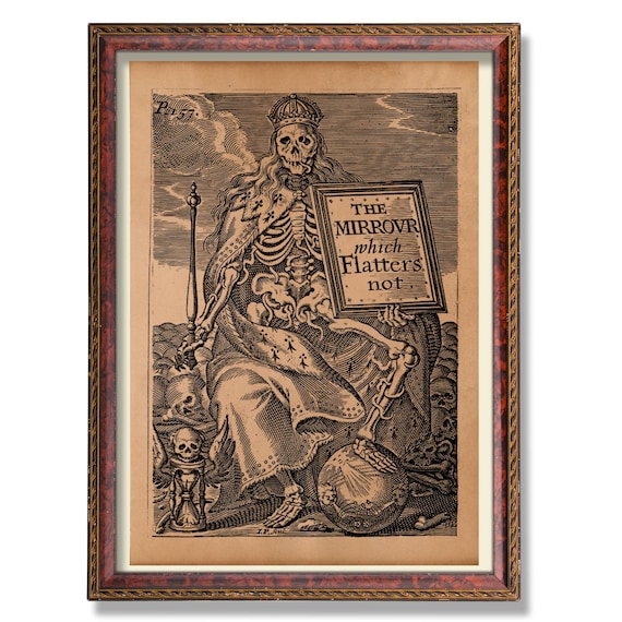 Memento Mori Print • Death Reaper Antique Illustration • Vintage Occult Wall Art • Gothic Skull Poster • Macabre Decor
