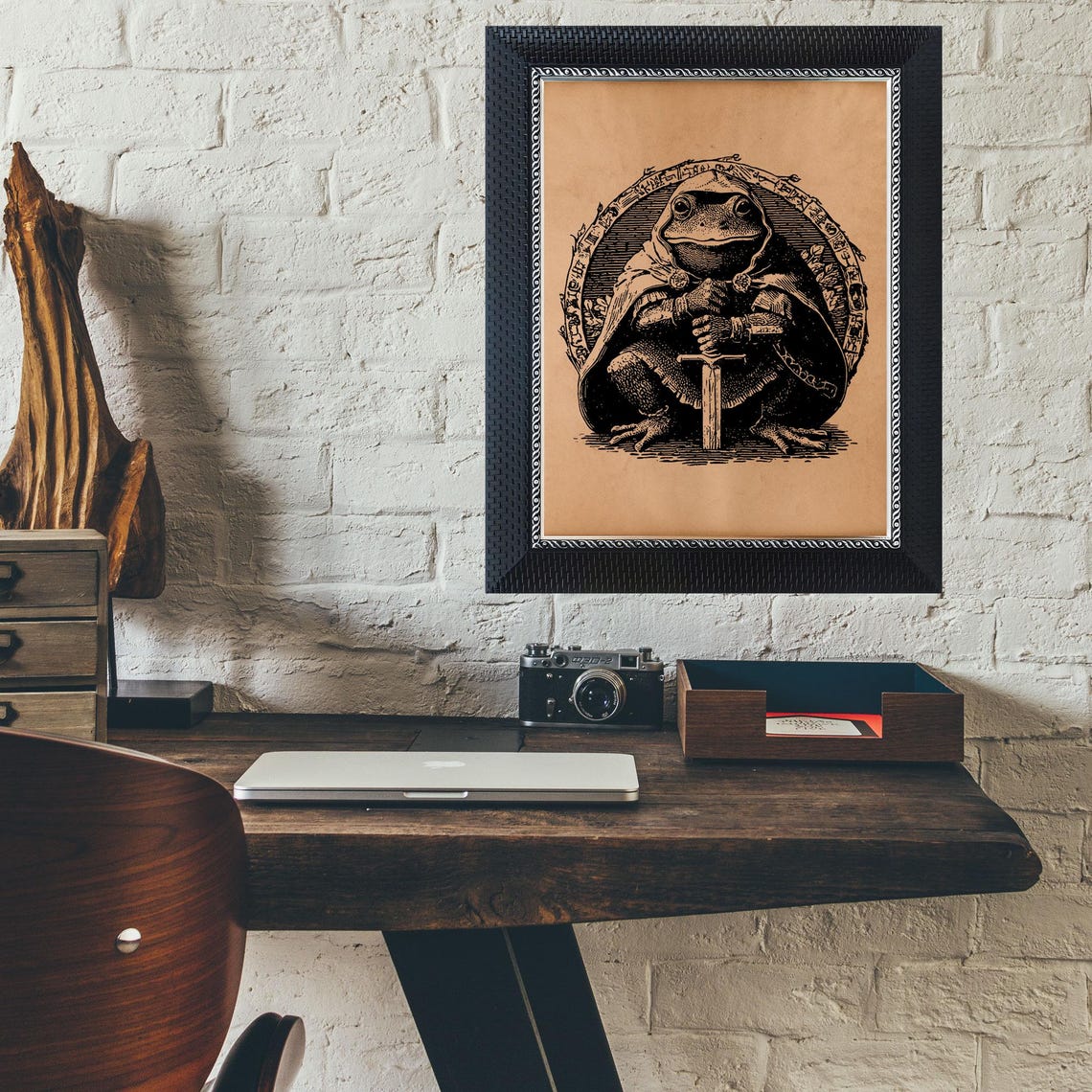 Knight Toad Poster – Vintage Medieval Frog Illustration, Rustic Fantasy ...