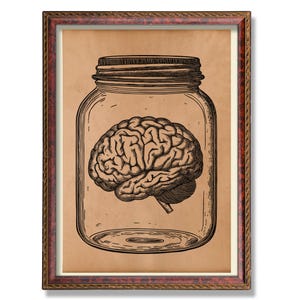 Human Brain Anatomy Print – Vintage Medical Illustration – Antique Neuroscience Wall Art – Brain Diagram Poster – Dark Academia Decor