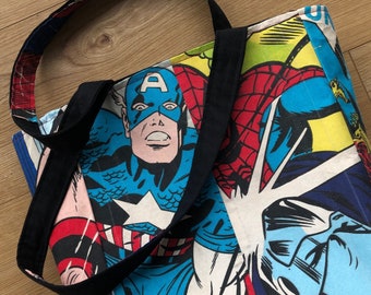 Upcycled Marvel Comic Book Tote Bag, Eco Friendly Gift