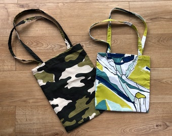 Upcycled Camouflage Tote Bag: Fully Lined Camo Shopper