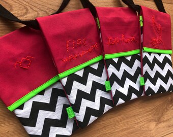 Twin Peaks Crossbody Bag: Upcycled Canvas, Hand Embroidered Black Lodge Design