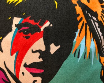 Upcycled Pop Art Cushion Cover: Bowie vs Skywalker, Handmade