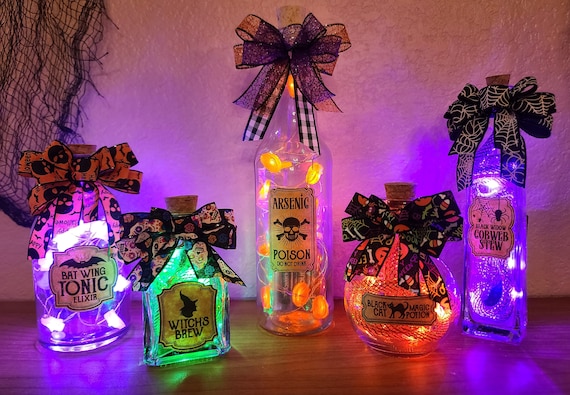 Halloween Lighted Apothecary Bottles
