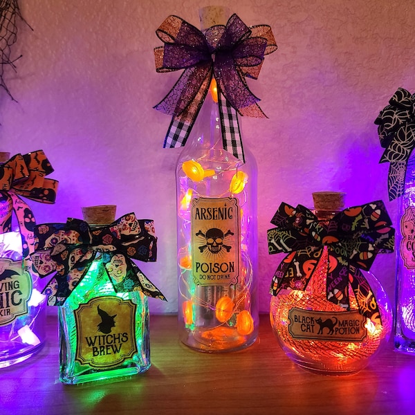 Halloween Lighted Apothecary Bottles