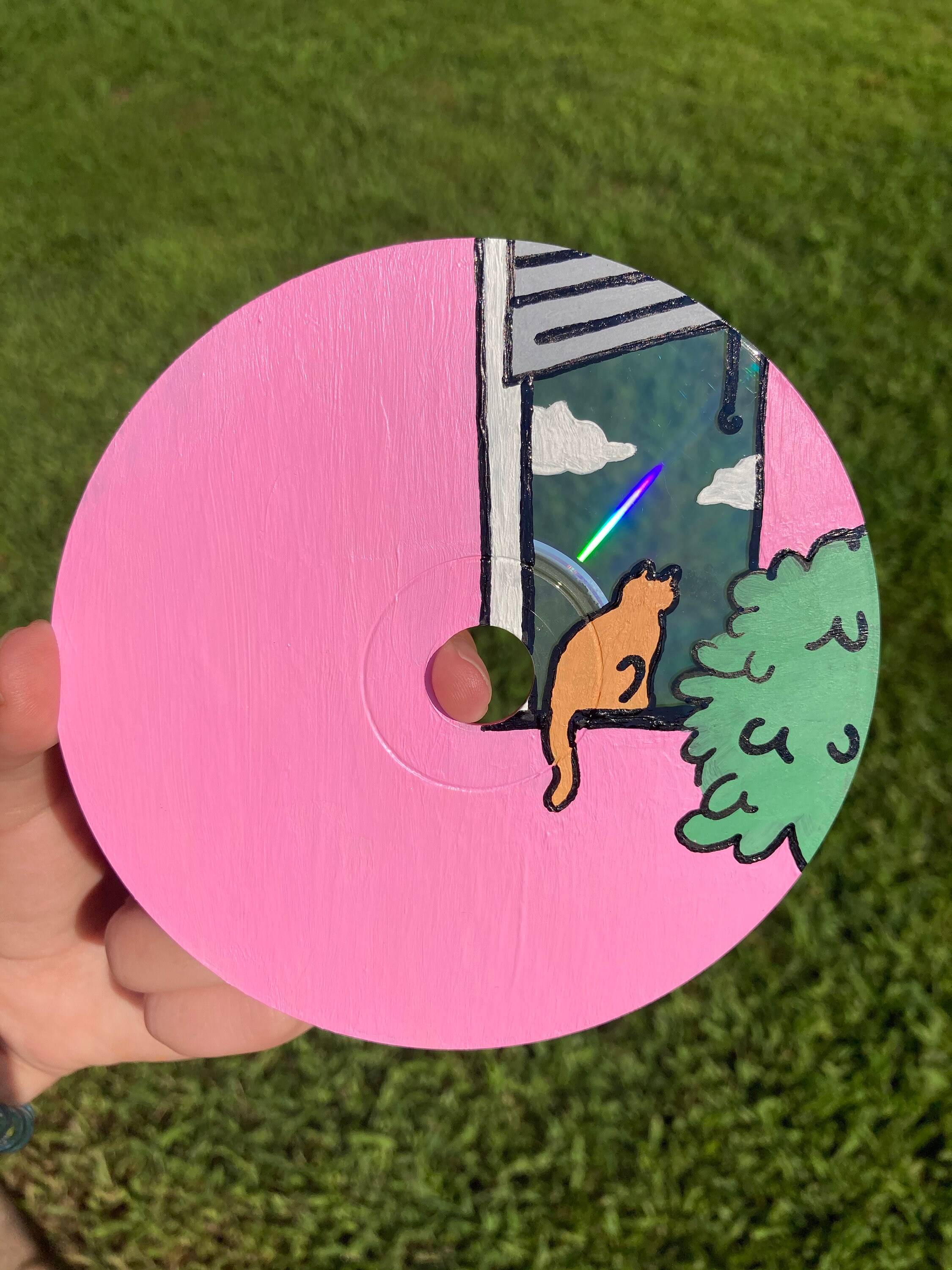 Painted Cat in Window CD Art - Etsy