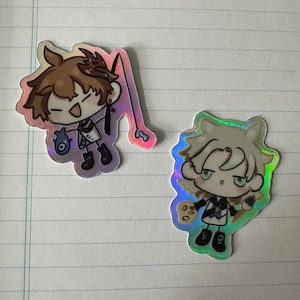 genshin squigglie stickers | genshin holo sticker childe tartaglia albedo