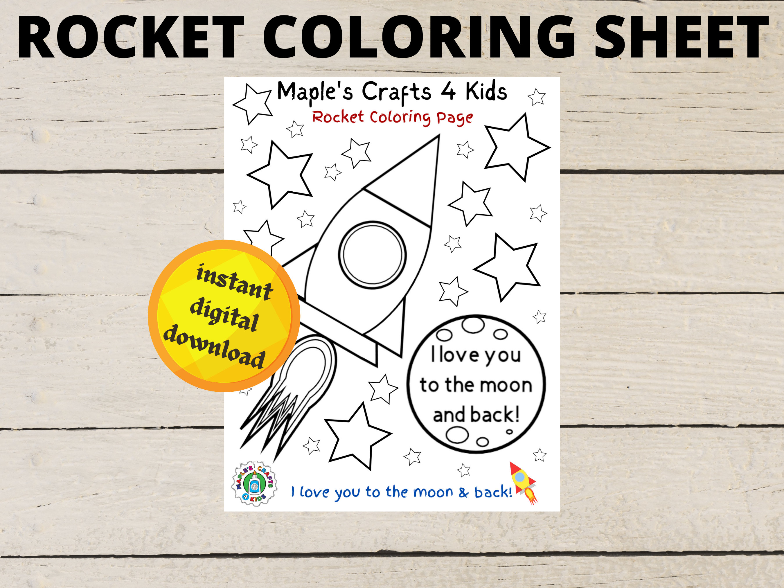 Instant Digital Download Rocket Coloring Sheet for Kids I Love You Space Coloring  Kids Craft Preschool Craft School Craft DIY Coloring PNG - Etsy, image size:2700x2025