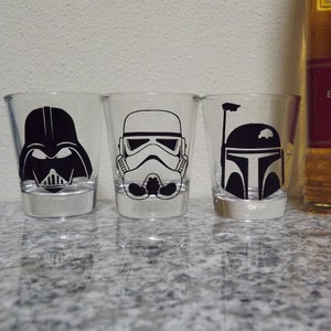 Brindle Southern Farms SW Etched Shot Glass Set of 4: Sci-fi Space Star  Noises Wars Shot Glasses