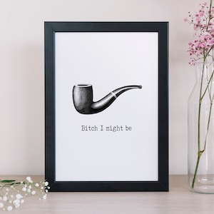 Art Print This Is Not A Pipe Dog Painting Surreal Animal Etsy