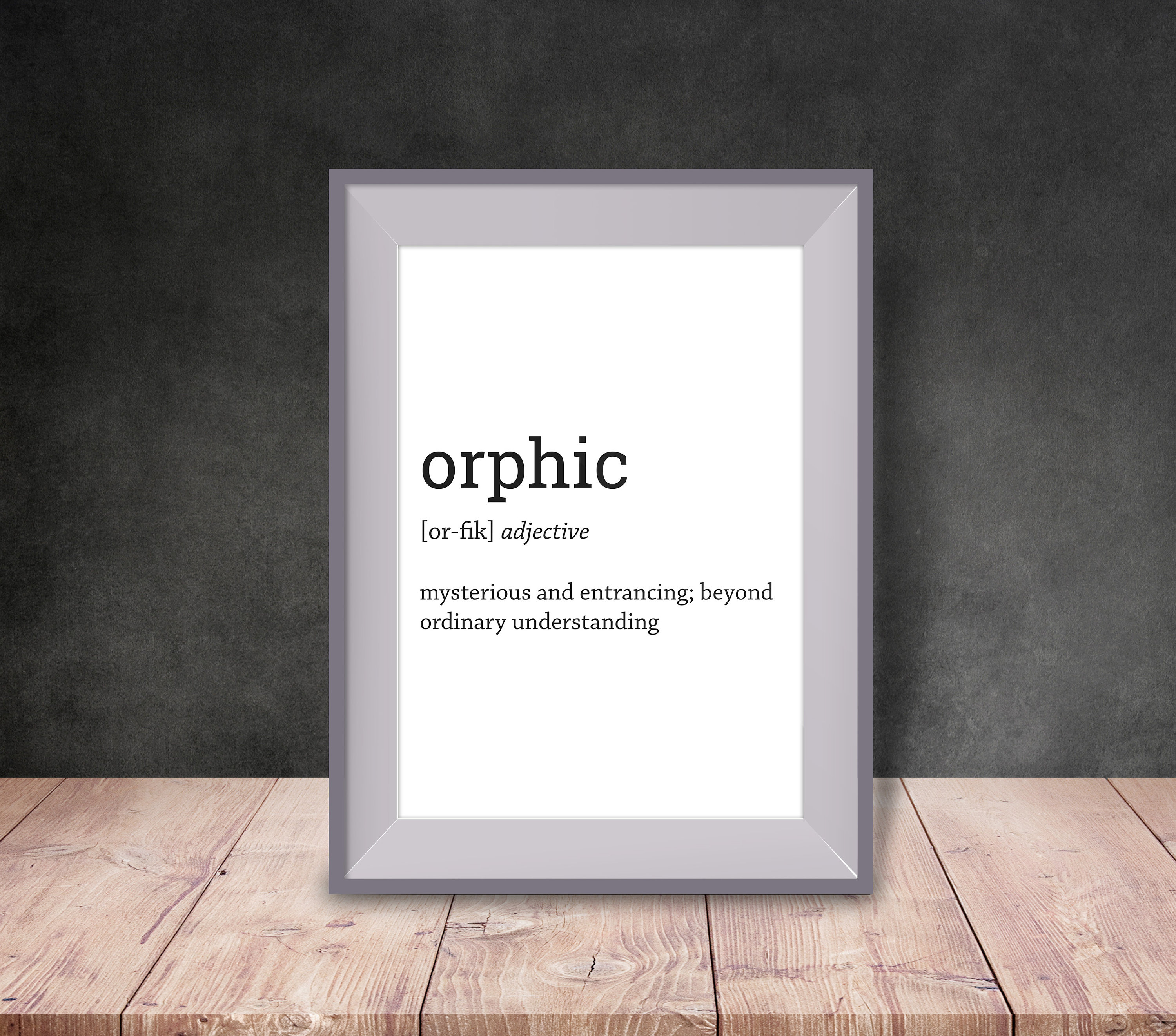 Orphic Dictionary Definition Digital Download, Book Lovers, Literary