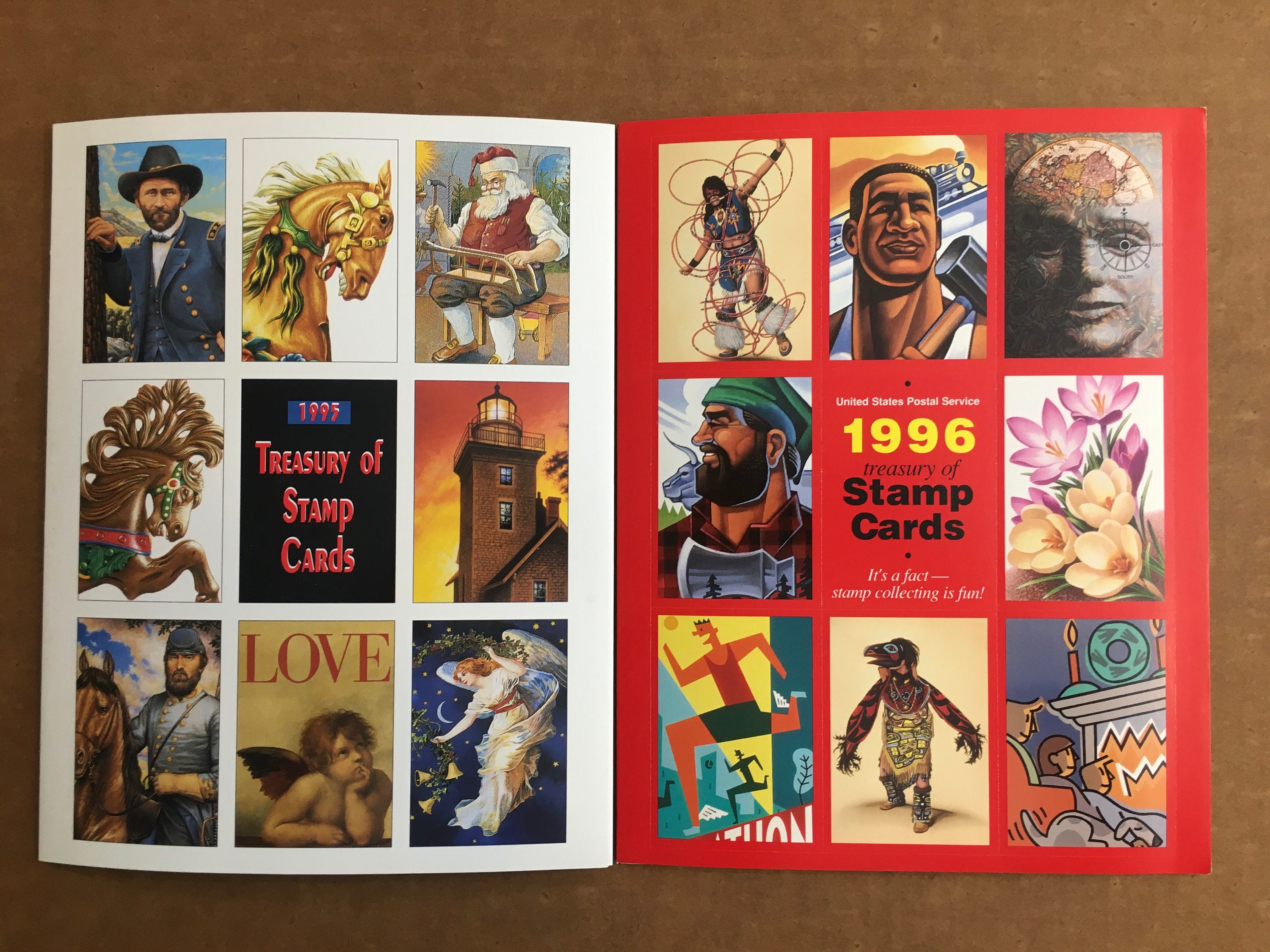 USPS Stamp Card Pamphlet, 1995 & 1996 Treasury, Detachable