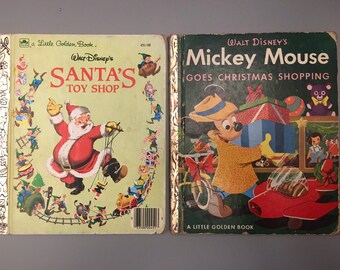 Two Christmas Themed Walt Disney’s Little Golden Books Circa 1950’s