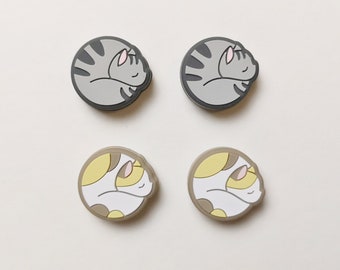 Thumb Grip Caps Cute Cats | Switch NS | Switch OLED | Switch Lite | Joy-Con Stick Caps | Joystick Cap | Joycon Silicone Cover | Gray White