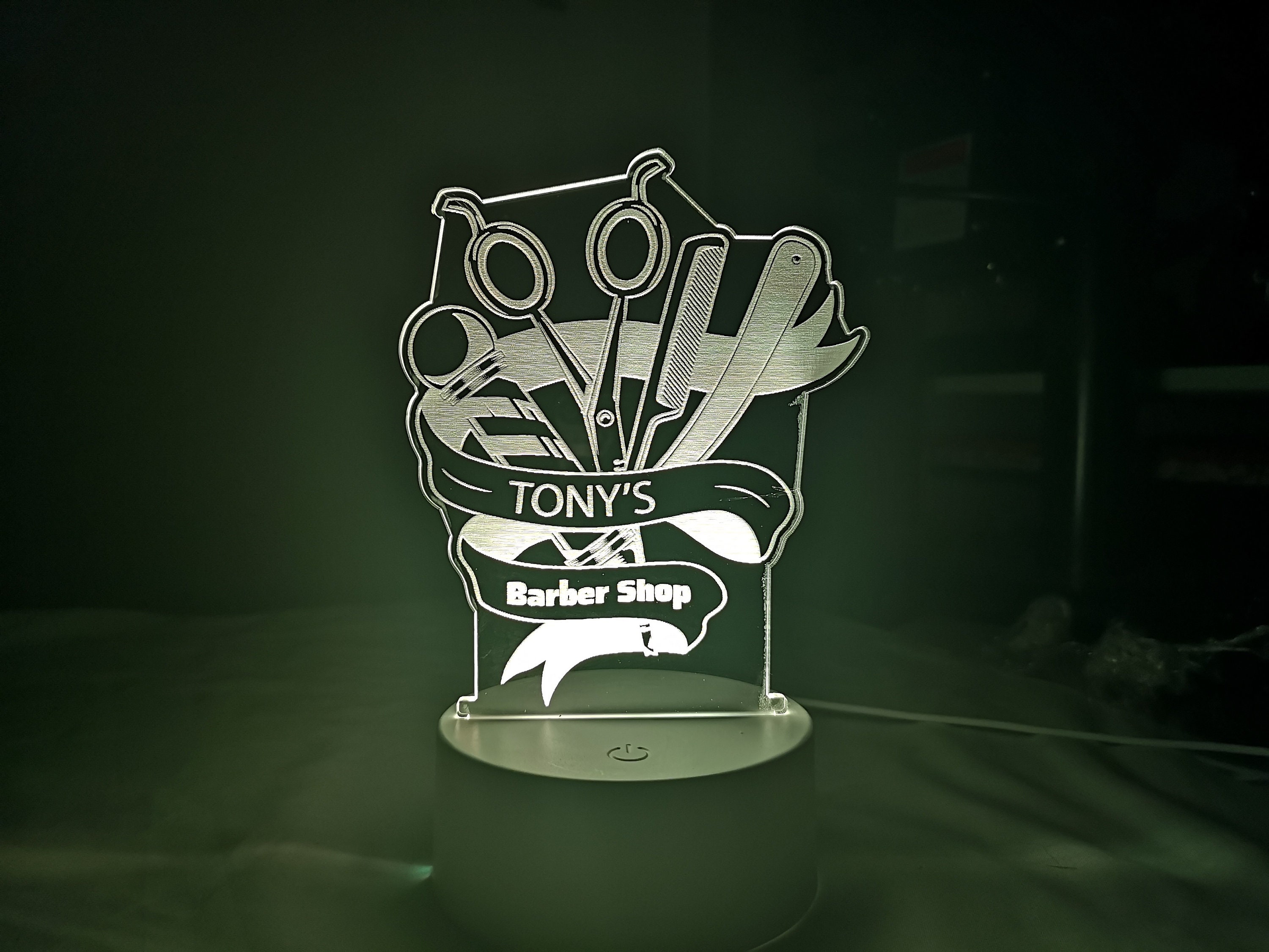 Personalised barber shop led light. barber gifts barber Etsy