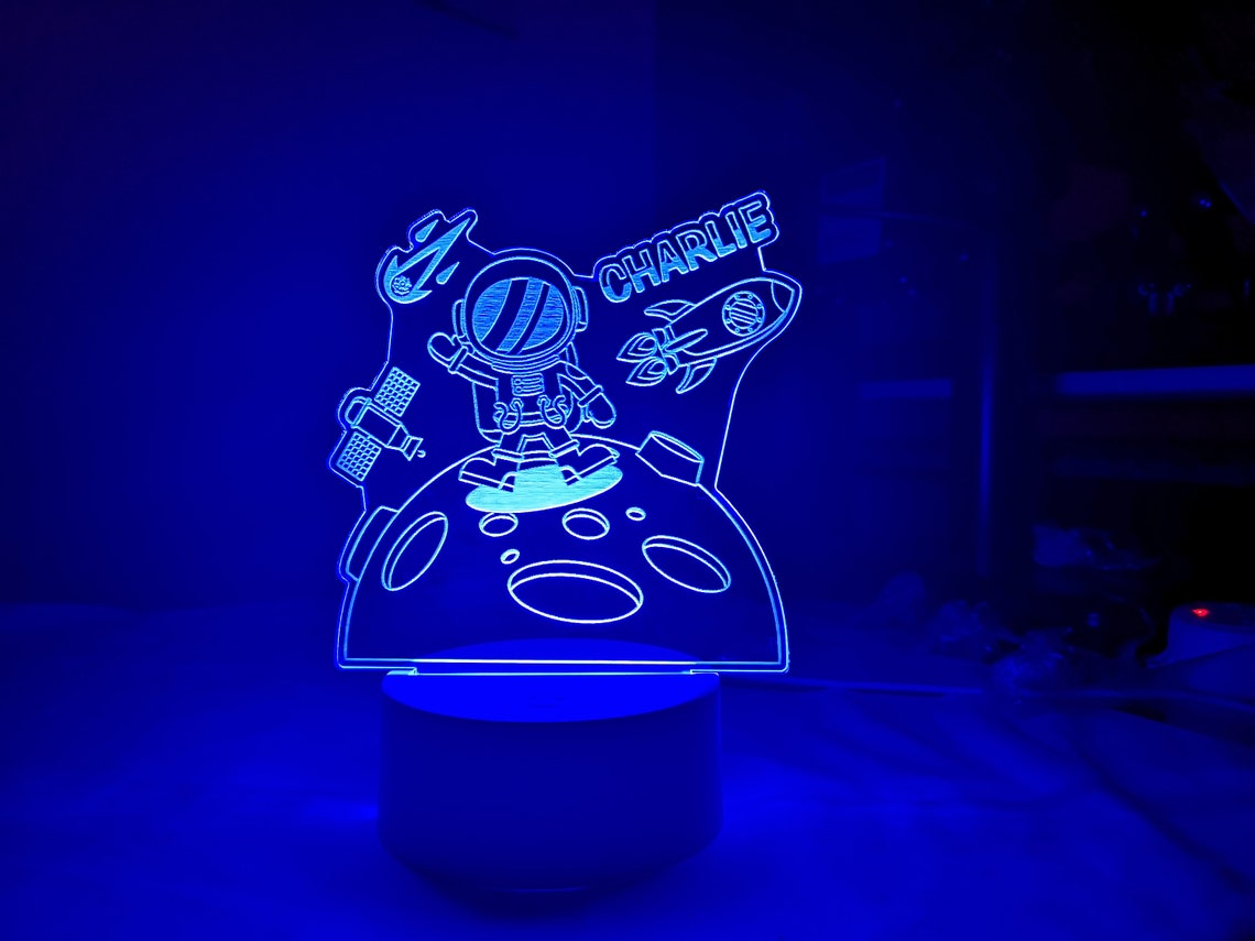 Personalised spaceman led light spaceman lamp. Bedroom side Etsy