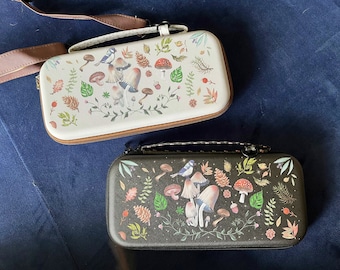 Mushroom Switch Carrying Case | Switch Decal | Swtich Case | Black | Light Brown | For Regular Switch | For OLED Switch