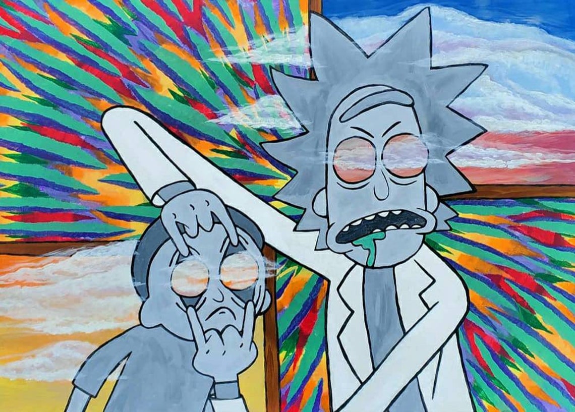 Rick and Morty Psychedelic Acrylic Painting Trippy Painting Etsy