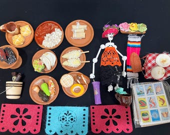 Platos calacas catrinas miniaturas para ofrenda de  Dia de muertos
