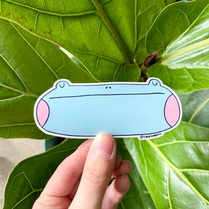 Log Frog Sticker 4"x2", gift for frog lovers, vinyl sticker, for journals, sketchbooks, laptops, water bottles