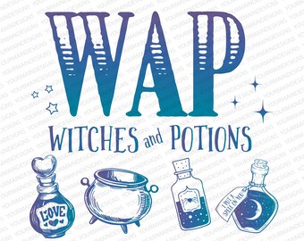 WAP Brujas y Pociones PNG Diseño de Sublimación, Clipart de Halloween, Instantánea Descarga Diseños Gráficos