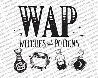 WAP Brujas y Pociones PNG Diseño de Sublimación, Clipart de Halloween, Instantánea Descarga Diseños Gráficos