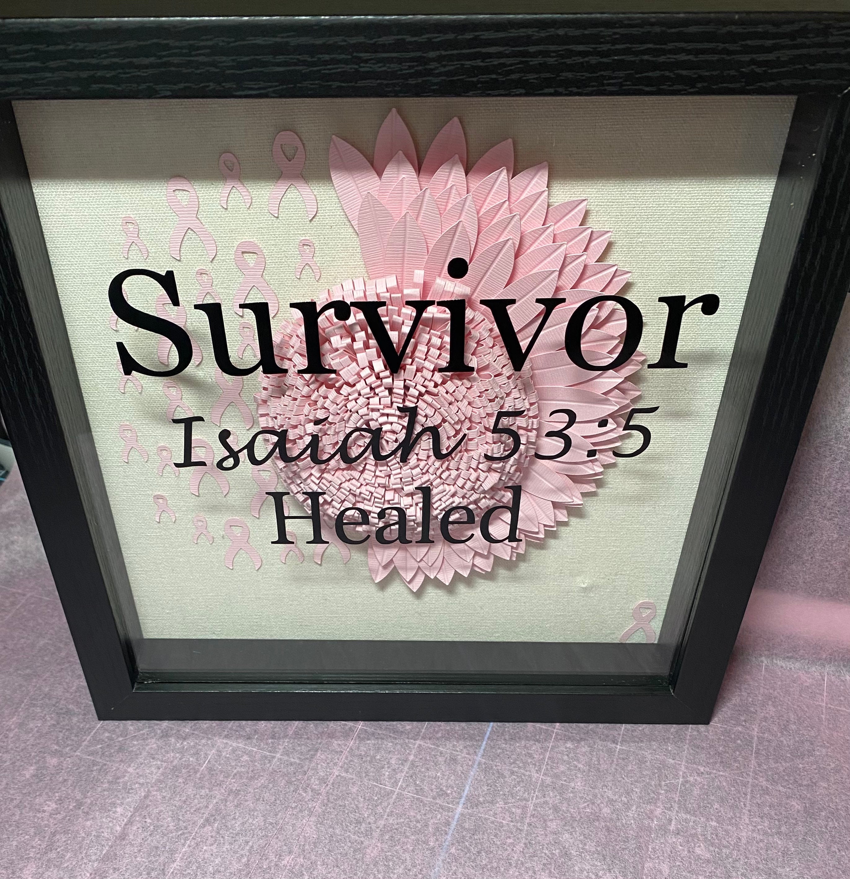 Shades of Pink Breast Cancer Shadow Box, Shadow Box, Paper Flowers ...