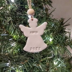 Personalized Angel Christmas Tree Ornaments, Clay Handmade Ornaments, Minimalist Ornaments, Imprinted Ornaments, Neutral Christmas decor