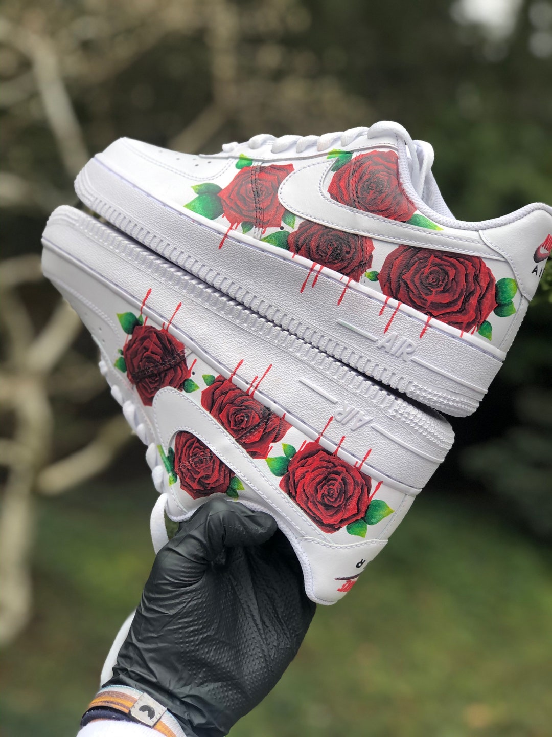 custom air force 1 red roses