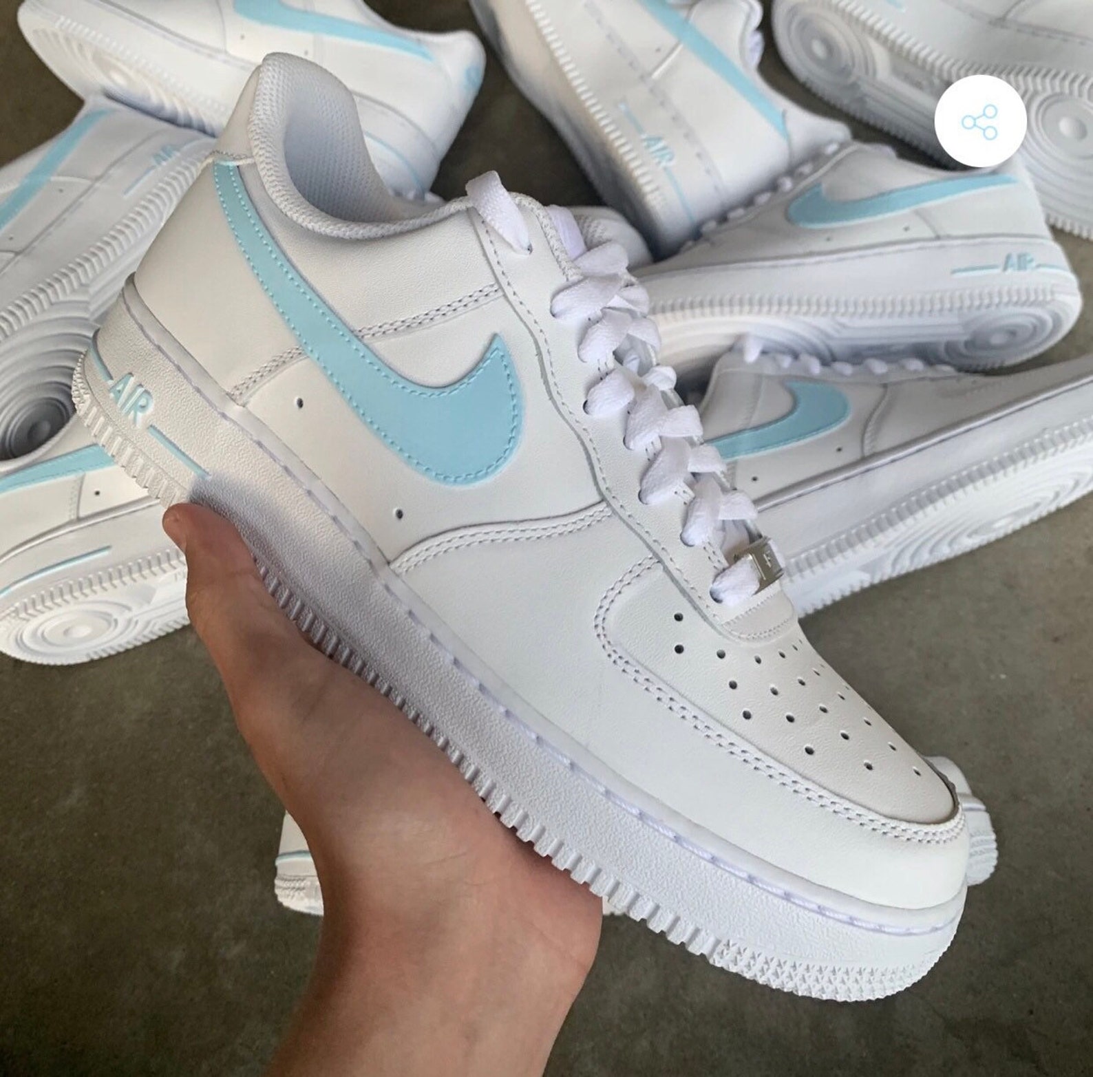 tan and baby blue air force ones