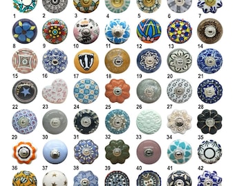 Ceramic Drawer Knobs or Cabinet Knobs (Assorted Colours)