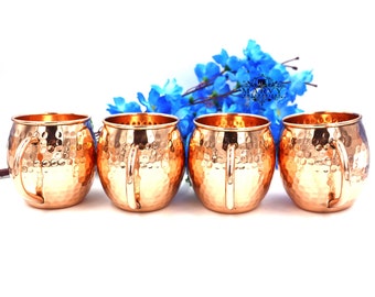 Tazas de cobre martillado para Moscow Mule, juego de 4, regalo de aniversario de boda