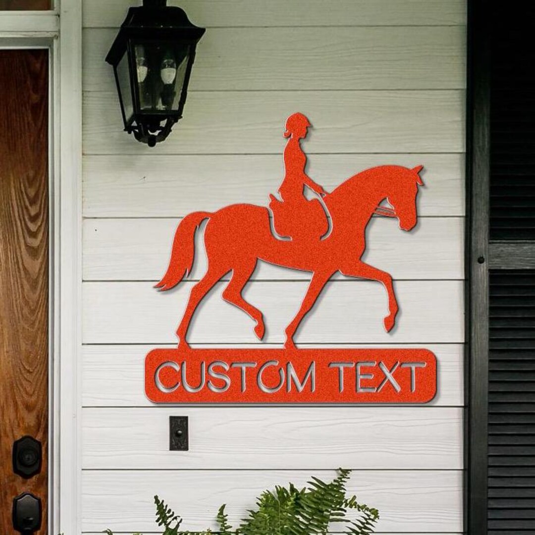 Personalized Horse and Rider Metal Sign, Equestrian Decor - Etsy