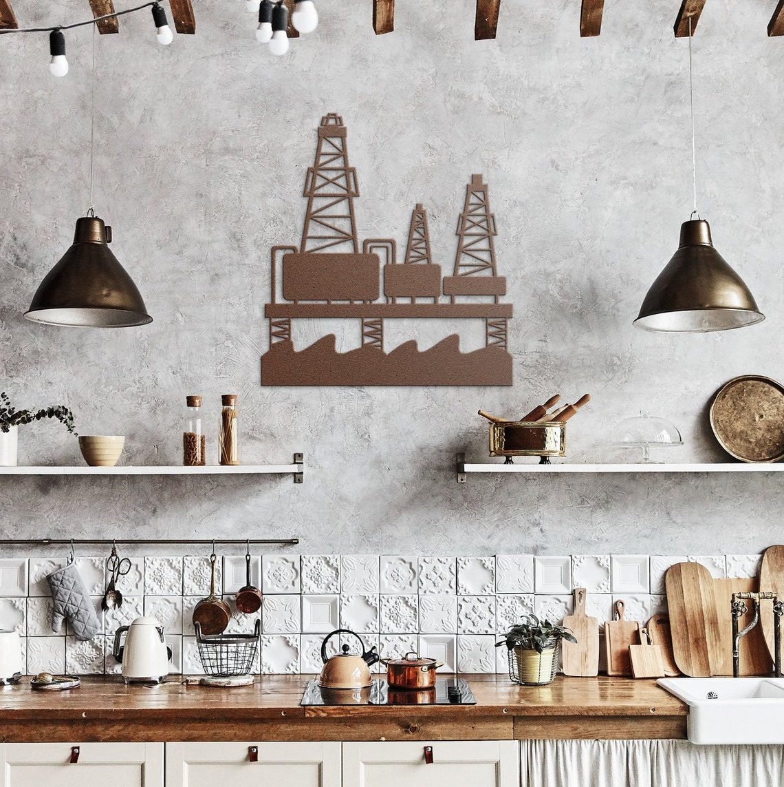 Oil and Gas Decor Oil Rig Offshore Rig Metal Art Engineer Etsy