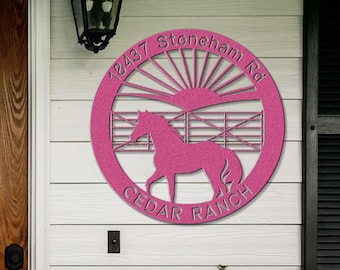 Custom Horse Metal Sign: Stable Name, Address Plaque, Equestrian Decor