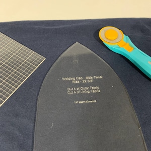 4 Panel Welders Cap Pattern/Template-Acrylic Design-1/4&#39; Seam Allowance