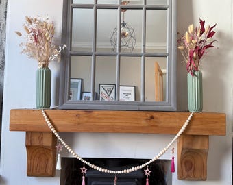 Home accessory wooden beaded garland with star charms