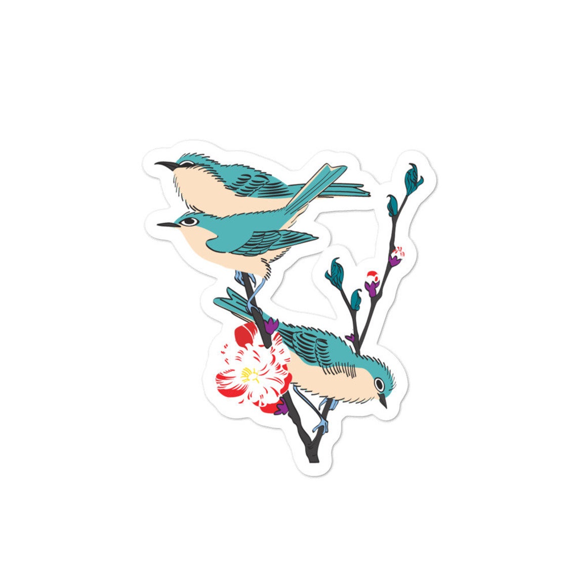 Cute Bird Vinyl Sticker Vintage Style Bird Art Decal Labels Etsy