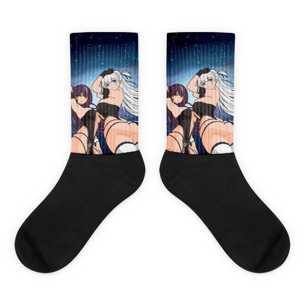 Waifu Anime Girls Socks Hentai Manga Art Tube Socks PF Etsy