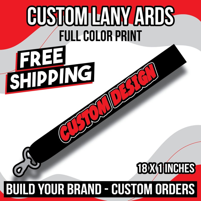 Design Help Included 100 Custom Printed Lanyards Full Color Personalized Company School Business Keychain Badge ID Holders Logo