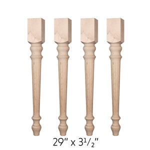Traditional Fluted Dining Table Legs_Set of 4 (Paint Grade)