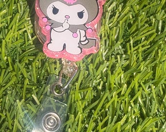 Kuromi Head Badge Reel, Purple Kitty  Badge Reel, Kuromi and Friend Badge Reel - Pharmacy,  Pharmacy Student,  Pharmacist, Nurse, Doctor