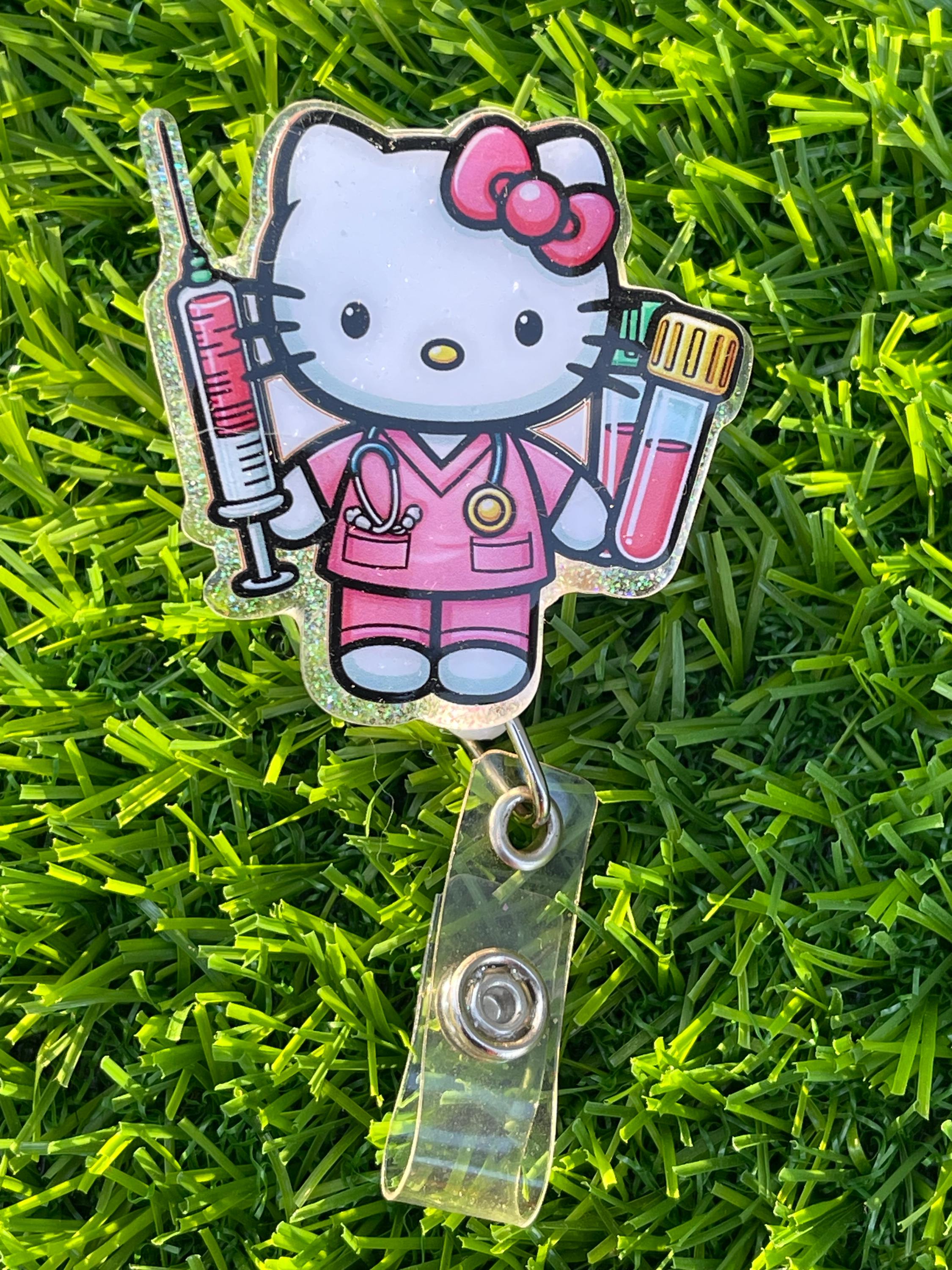 Glitter Retractable ID Holder, Cute RN Badge Reel, CNA Medical