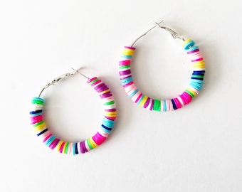 Rainbow Bright Heishi Bead Earrings